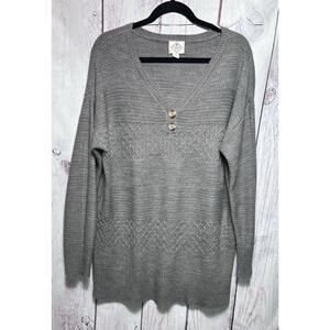 Womens St John's Bay Warm Cozy Cable Chunky Knit Pullover Sweater V Neck 2XL